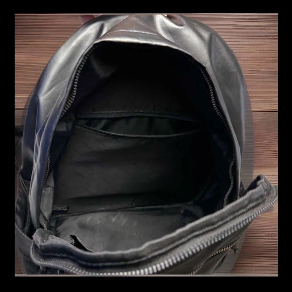 Versace Black Backpack with Gold-Zip Accent